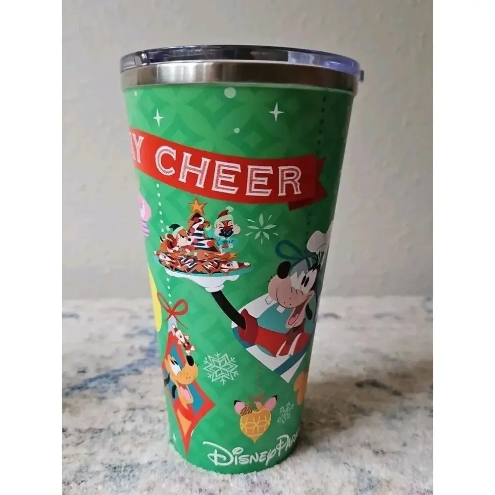 Disney Parks 2023 Christmas Holiday Travel Tumbler Cup Stainless Steel w Lid NEW